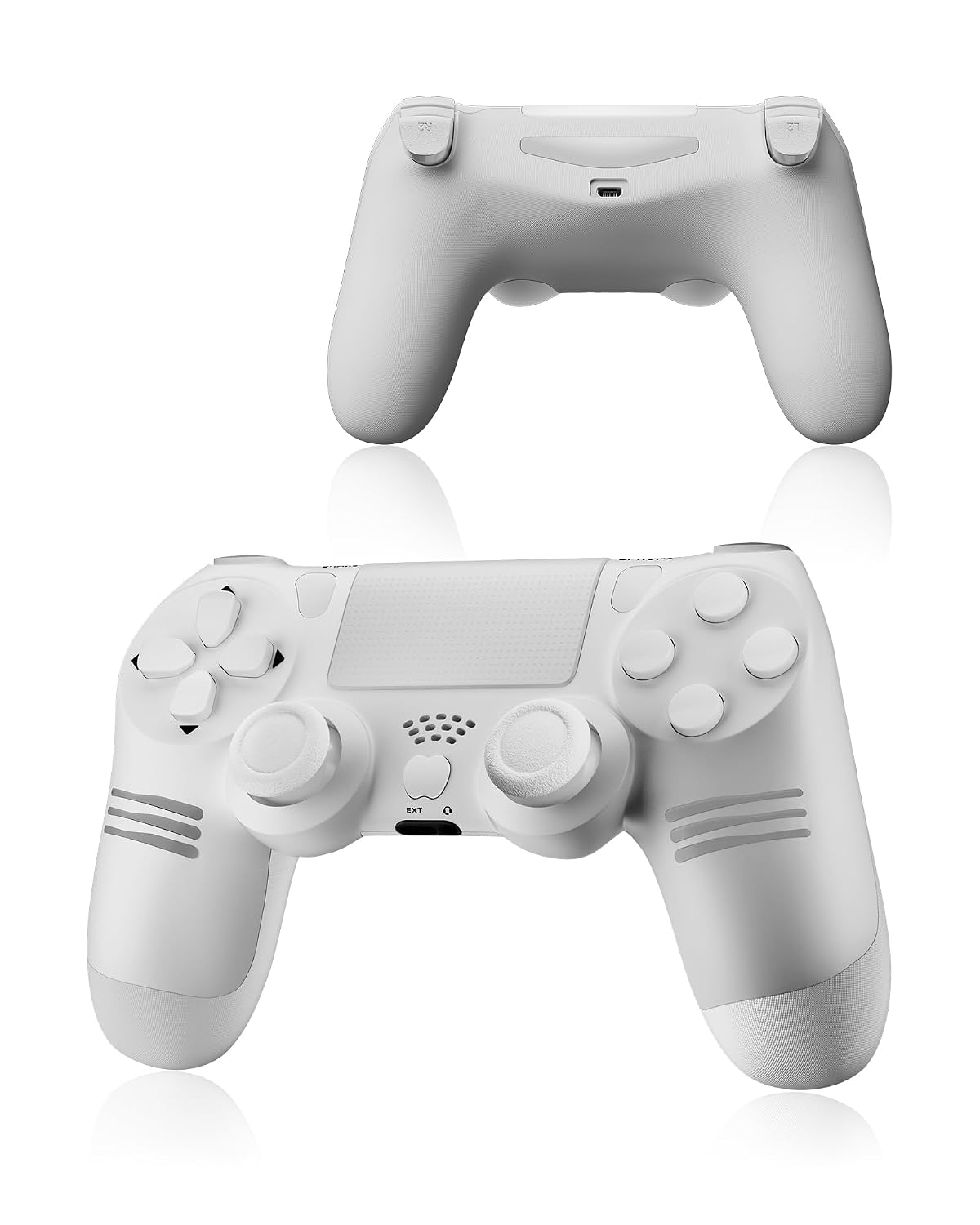 Lizoak Wireless Controller für PS4 mit RGB LED 3-Linien-Design Gamepad für Konsole/Pro/Slim/PC 1000mAh Turbo/6-Achsen-Sensor & Vibration [Klassisches Weiß] inkl. Micro-USB für Gamer