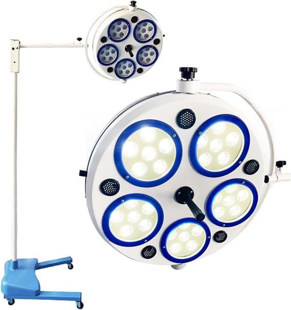 US 30 LEDs Shadowless Exam Light Examination Light with Mobile Stand Base Height-Adjustable Shadowless Lamp 100000-180000lux