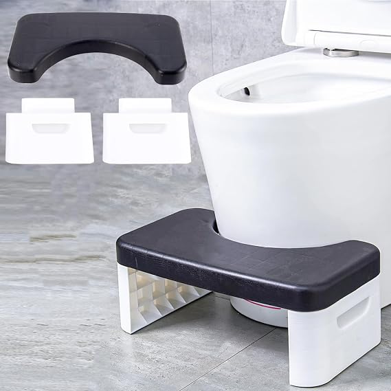 Toilet Stool, Folding Step Stool, Squatting Potty, Bathroom Poop Stool, Potty Chair, Squatting Aid, Bathroom Step for Adults OnlyBlack-A