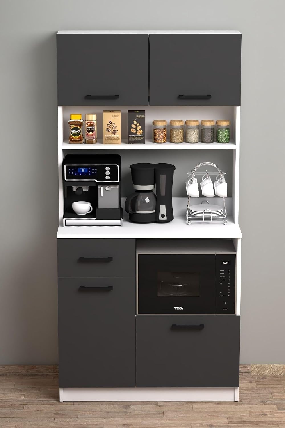Moonlife Mocha Çok Amaçlı Kahve Köşesi Dolabı Gri