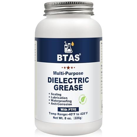BTAS Dielectric Grease Marine Grade for Battery Terminal Spark Plug 8oz | Stable from -40F to 428F,Blocks Moisture Against Rust & Corrosion, Prevents High-Voltage Leakage, Arcing & Short Circuits