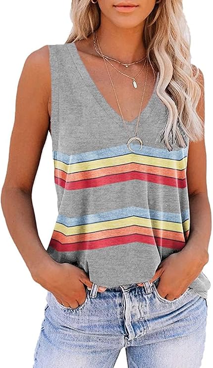 Women Sleeveless V Neck Tank Tops Summer Cute Workout Athletic Yoga Shirts