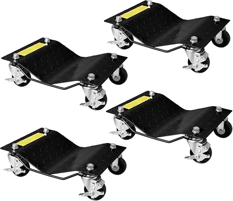 Car Dolly Set of 4 Heavy Duty Car Wheel Dolly Set for Moving Car,Auto Wheel Dollies Set of 4 6000lbs Capacity Black,5mm Thick Steel Panels