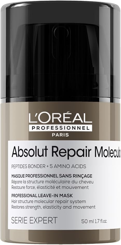 L’Oréal Professionnel Absolut Repair Molecular Leave-In Hair Mask, For Extremely Damaged Hair, Molecular Peptides Bond Repair, Restore Strength & Elasticity, Hair Treatment