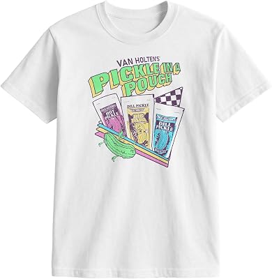 Van Holtens Pickle in A Pouch White White Graphic Crew Neck, Short Sleeve Tee - Vintage Style T Shirt for Men & Women