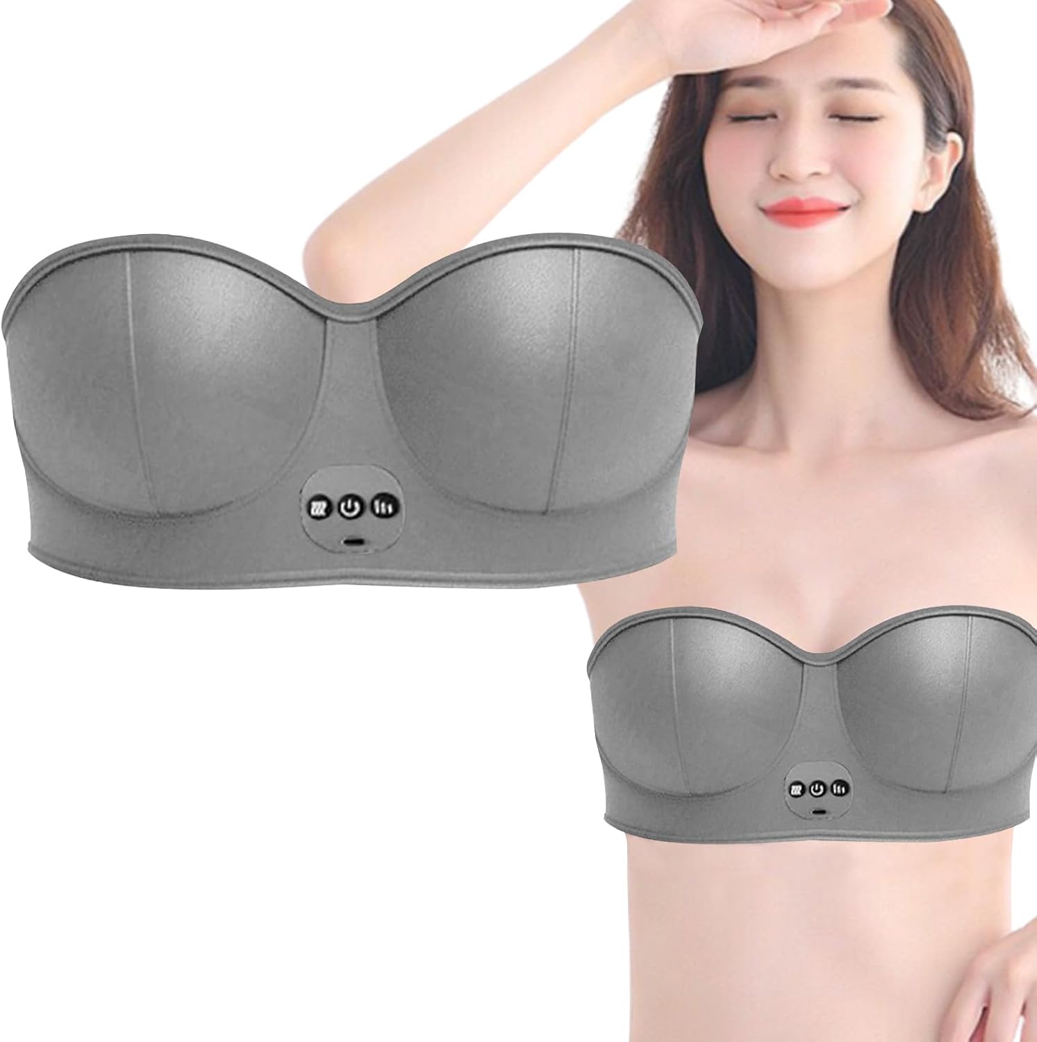Electric Bust Massager,Breast Enhancer Massager Bra, USB Wireless Electric Massagers for Shaping Beautiful Chest Anti Sagging with 3 Massage Modes