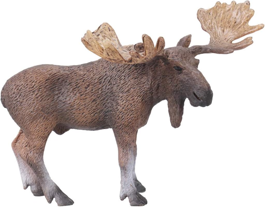 Bull Moose Figure Statue Wildlife Elk Deer Woodlands Animal Collectible Figurine Wildlife Cake Toppers Safari Animals Model