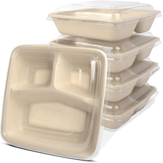 bloomoon 3 Compartment Take Out Lunch Box Containers 50 Pack