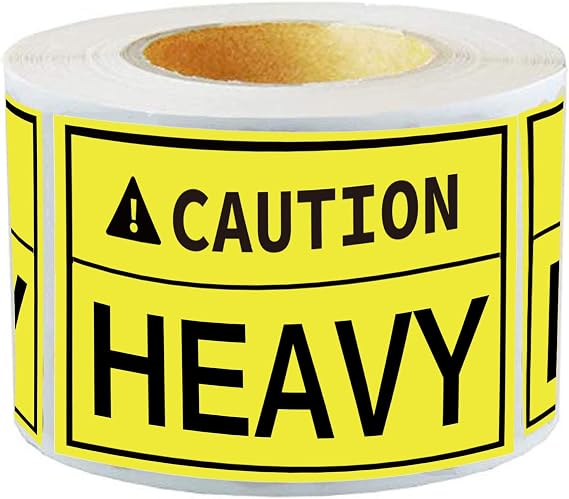 300 Pcs Caution Heavy Sticker, 2 x 3 inch Fluorescent Yellow Heavy Special Handling Shipping Pallet Label Stickers for Shipping and Packing