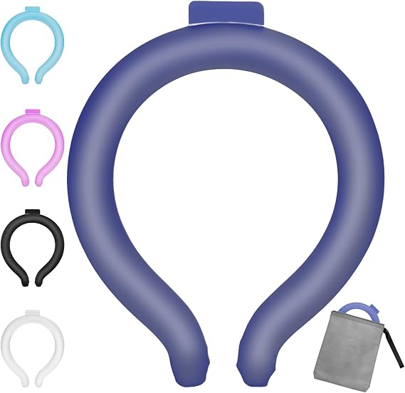 Neck Cooling Tube - Reusable Ice Neck Cooler, Wearable Cooling Neck Wrap for Personal Cooling Relief, PCM Cooling Device for Hot Flashes, Summer Heat, Outdoor Sports, Work & Travel (Navy)
