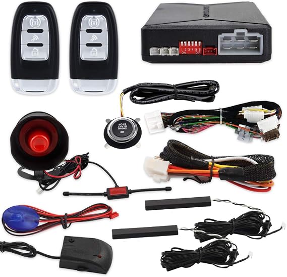 EASYGUARD EC010-SR PKE car Burglar Alarm Remote Starter keyless Start Push Start Button keyless Entry Shock Warning Proximity Lock Unlock DC12V