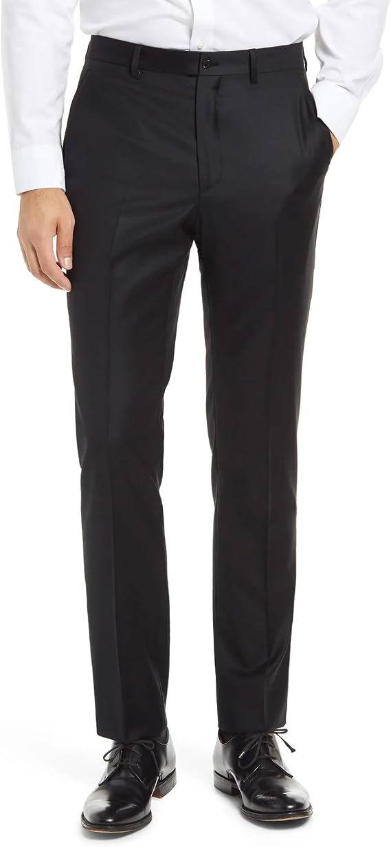 Men's Classic Fit Wrinkle-Resistant Stretch Waist Dress Pant Slim Fit Suit Pants (Black,3430), Black(slim)