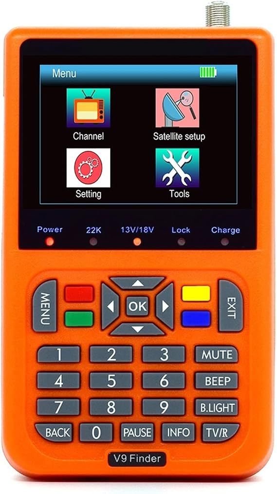 TV Signal Strength Meter, V9 Finder Digital Satellite Finder LCD Satellite Finder Digital Satellite Signal Finder Meter Satellite Finder 3.5 Inch LCD,Camping Essentials(Orange)