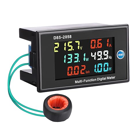 DROK AC Multimeter, AC 40-300V 100A 110V/220V Voltage Current Power Factor Frequency Electric Energy Monitor with Current Transformer, Digital LCD HD Display, Volt Amp Watt Detector Reader Panel