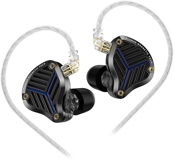 KZ PRX Planar Driver HiFi Eabruds, KZ Hi-Res Earphones for Audiophiles. 0.75mm Pins in-Ear Headphone iems for Live/Game/Sport (Without Mic, Black)