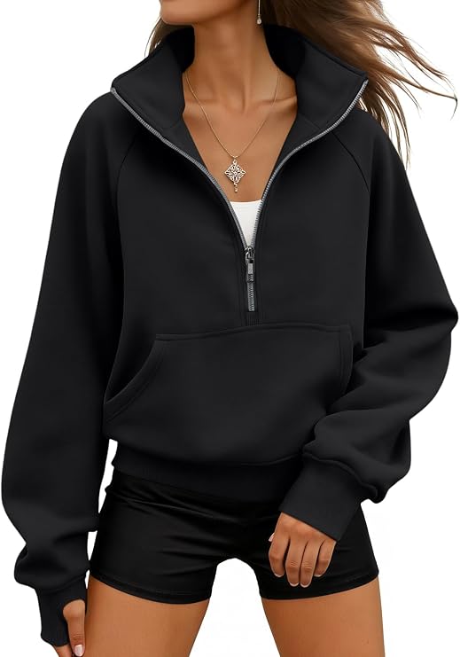 WYNNQUE Womens Sweatshirts Hoodies 2026 Fall Fashion Clothes Half Zip Pullover Cropped Fleece Sweaters Workout Soft Outfits