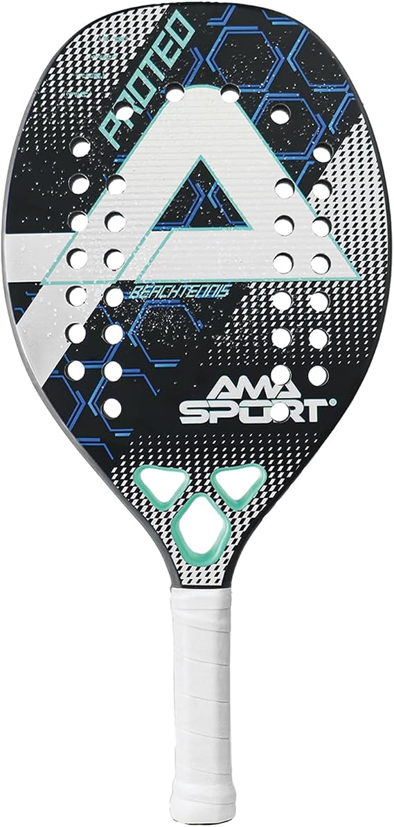 AMA SPORT Beach Tennis Racket Carbon Fiber with EVA Foam Core Professional Carbon Beach Tennis Paddles for Advanced Players