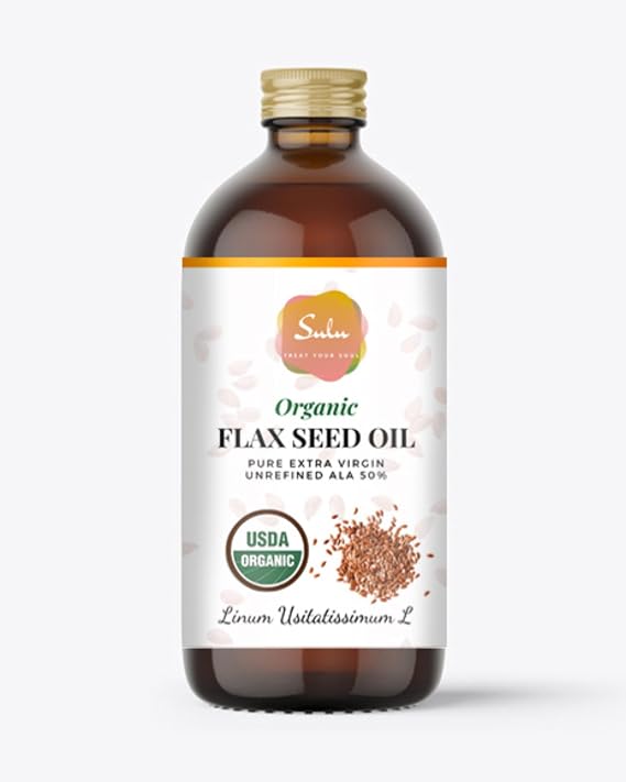 Flax Seed Oil- USDA Organic Unrefined Cold Pressed ALA 50%(4 oz)