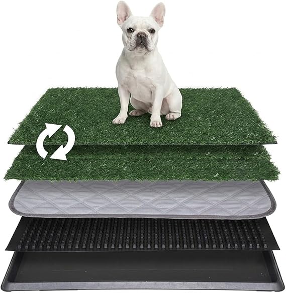 Petgrow artificial grass dog toilet with tray 50.8×76.2cm, easy to clean, reusable pet urinal pad for training, 4th floor with replacement grass indoor balcony corridor dog basin (L)