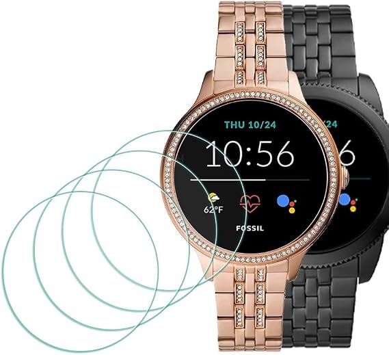 Screen Protector for Fossil Women's Gen 5E 42mm/ Men's gen 5E 44mm [4 Pack] Tempered Glass 9H Hardness Anti-Scratch Sensitive Touch Bubble Free Film Ultra-Thin Protective Cover