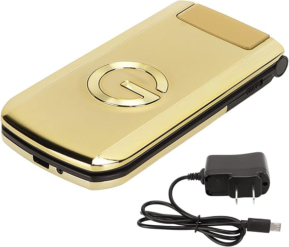 Zyyini G9000 Unlocked Flip Phone, 2.4inch Big Buttons Big Fonts Flip Mobile Phone for Seniors, Dual SIM, Volume Speaker, with LED Flashlight, 4800mAh Battery, Gold