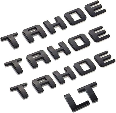 4x OEM Black TAHOE Plus LT Nameplate Emblems Alloy Letter Badge for Gm 07-16 TAHOE Glossy Shiny Matte Black