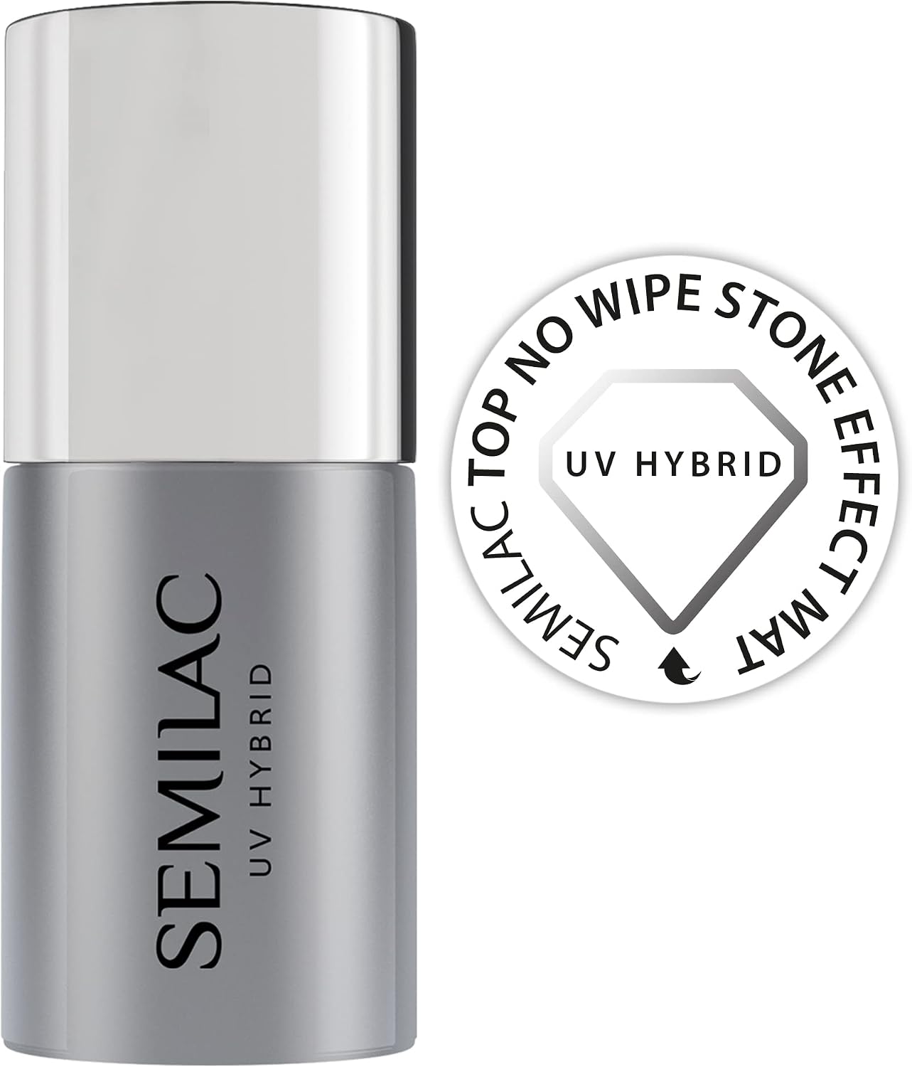T12 Semilac Top Coat No Wipe Matte Stone Effect UV Gel Polish Salon Quality Manicure Effective Durable No Wipe Top Coat Gel Polish Tear-Resistant Easy to Apply 7 ml