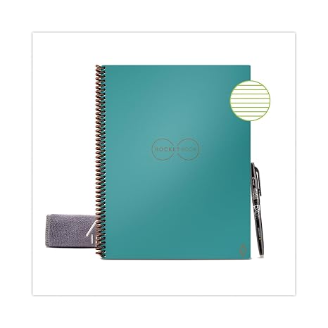 Rocketbook Core Reusable Smart Notebook, 8.5-inch x 11-inch, Lined Ruled, 32 Pages, Teal (EVR2-L-RC-CCE)