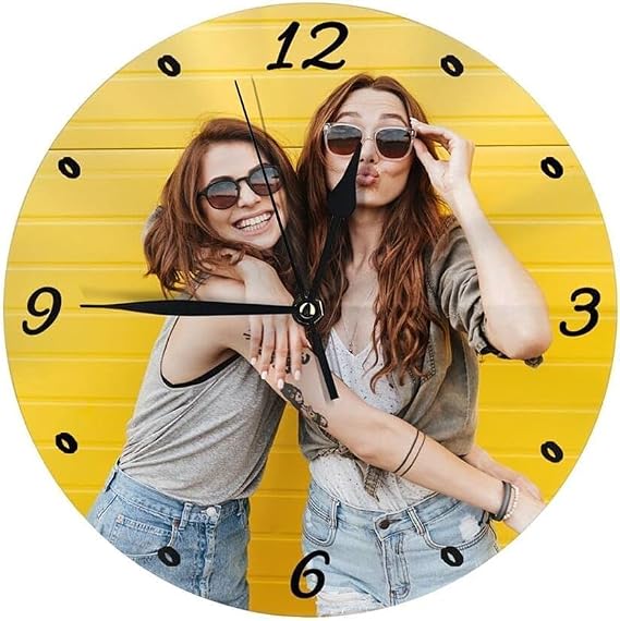 Custom Wall Clock, 25cm Round, Photo Text, Silent Electronic, Fits Living Room, Kitchen, Bathroom, Home Decor