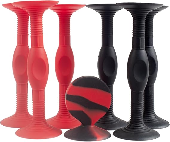 Sucker Darts Throwing Game Set, Silicone Suction Cup Toys, Safe Indoor,Outdoor Game for Kids and Family (7 Pcs, Red and Black, Stick Easily)