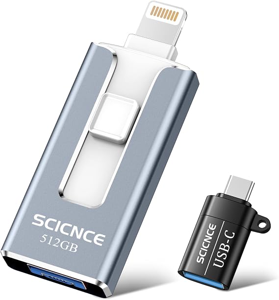 512GB Flash Drives Intended for iPhone, Memory Stick Storage Backup Photos and Videos, Plug and Play No Application Required Compatible with iPhone iPad Android and Computers (Light Blue)