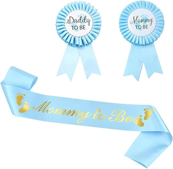 It's Boy or Girl Gender Reveal Sash,Baby Shower Party Favors Decorations, Pregnancy Announcement Pink with Beautiful Ribbon and Black Glitter Text