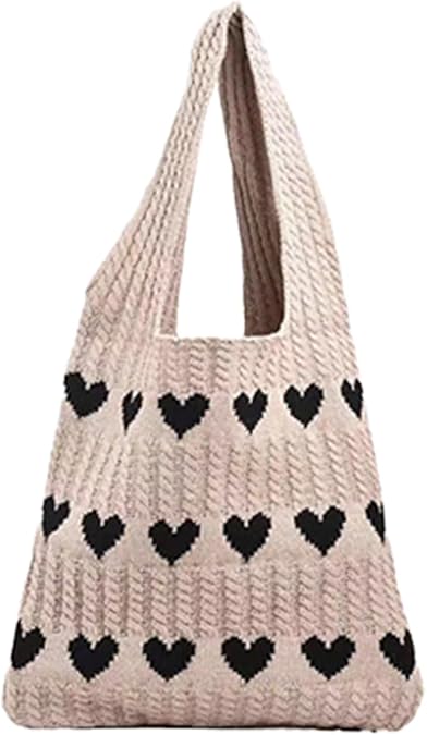Tote Bag, Crochet Boho Tote Bag, Knitted love tote bag, Knitting Summer Bag for Girls, Women, Ladies