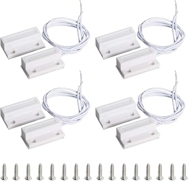 Aoje-Link RC-38A NC Wired Magnetic Door Switch Window Sensor Alarm for Home Security Access Control and Burglar Alarm Systems White 4pcs