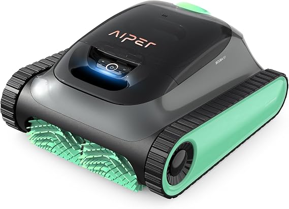 AIPER Scuba S1 Robotic Pool Cleaner, 150 Min Battery Life, WavePath 2.0 Smart Navigation, Over-The-Waterline Scrubbing, for Inground and Above Ground Pools up to 1600 sq.ft