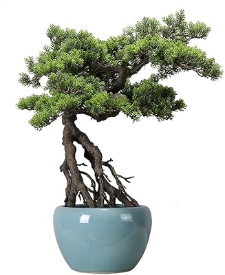 kerryshop Simulation Tree Imitation Thuja Pine Tree Bonsai Fake Green Plants Zen Ornaments are Suitable for Home Shops, Offices, Coffee Table Decoration and Healing Artificial Tree