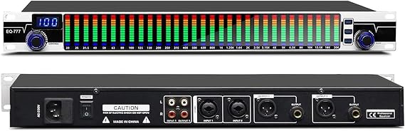 Audio Digital EQ Equalizer,31-Band Stereo Graphic Equalizer,LED Spectrum Display,10 Preset Effects,Automatic Noise Reduction,DSP Processing Chip,Signal Processors for Recording Studio