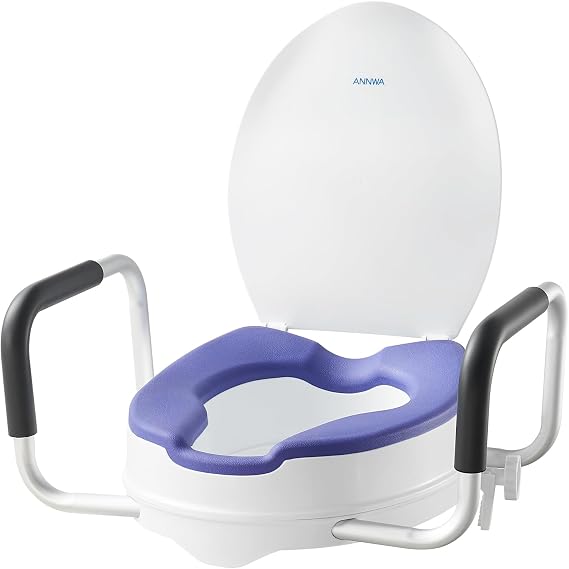 Adult Toilet Seat Raiser with Armrests and Lid Raised Toilet Seat for Adults Toilet Seat with Lid Toilet After Surgery (N1FYT16)
