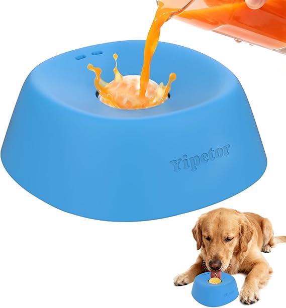Yipetor Dog Lick Bowl, Rolled Ball-in Slow Feeder Enrichment Puzzle Toys | 3/4 Cups Bone Broth, Yogurt, Liquid Treats Lick, BPA-Free & Dishwasher Safe for Dogs Dietary Supplement or Post-op Nutrition
