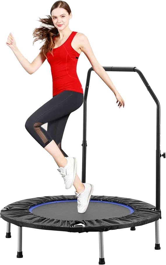 ZENOVA 40" Mini Trampoline, Rebounder Trampoline for Adults Fitness Trampoline with Adjustable Bar Rebounder Trampoline Indoor Jumping Workouts