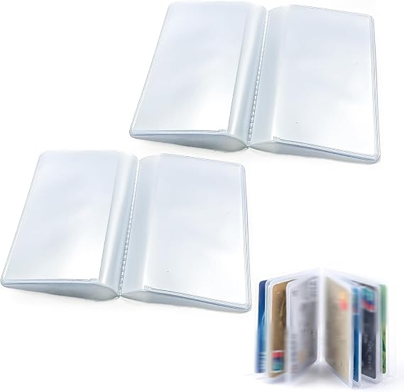 2 Pcs Plastic Wallet Inserts, Transparent Credit Card Sleeves, PVC Replacement Holder for ID and Membership Cards