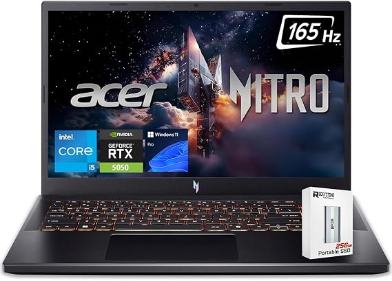 acer Nitro V 15 Gaming Laptop 15.6" FHD 165Hz Display 13th Generation Intel 8-Core i5-13420H >Intel i7-1260P, NVIDIA GeForce RTX 5050 8GB GDDR7 Graphics, Backlit KB, Win11 PRO, W/256GB PSD 16GB |