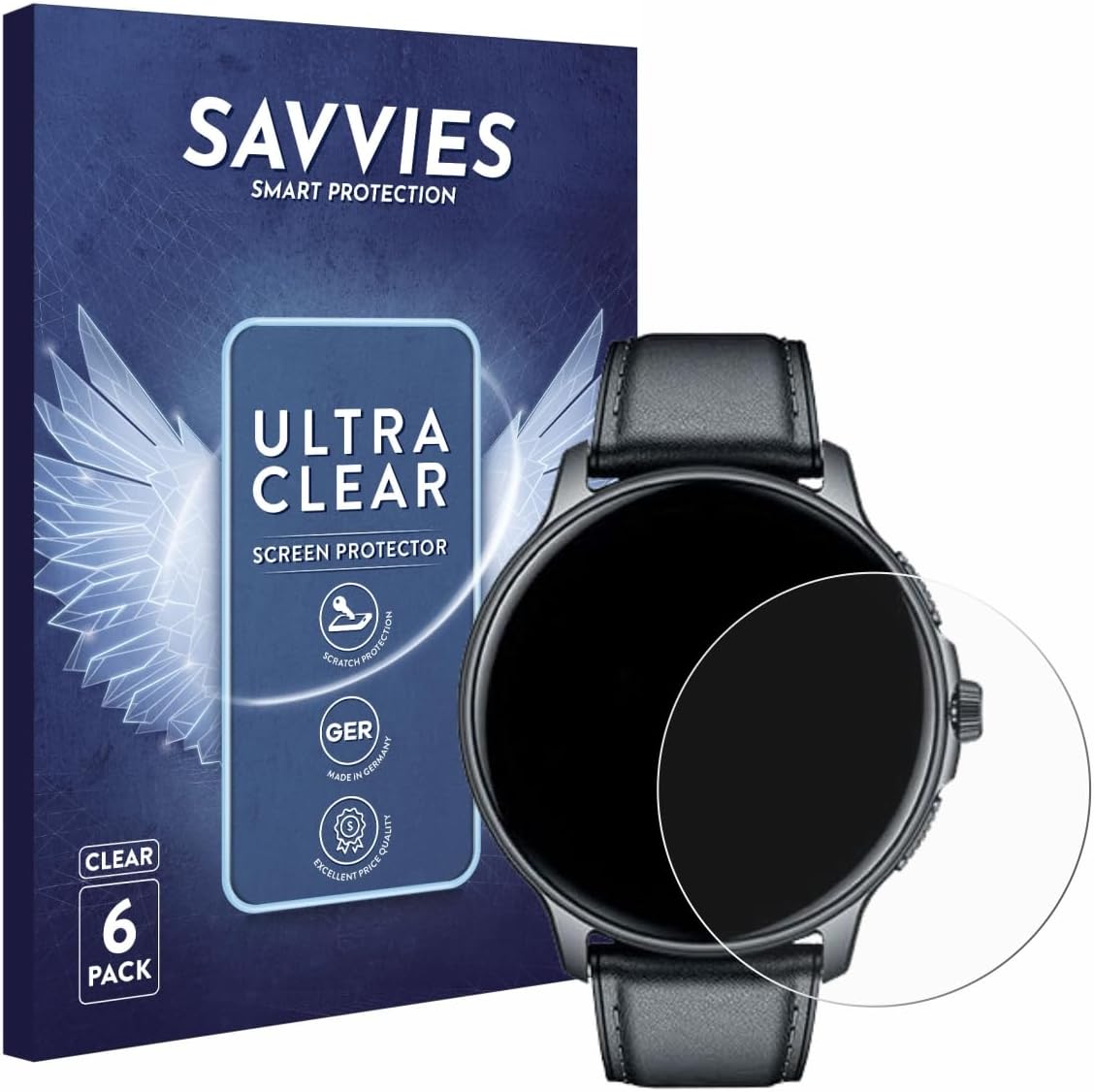Savvies 6 Pack Screen Protector compatible with TAOLOON Smartwatch 1.43" Protection Film Clear