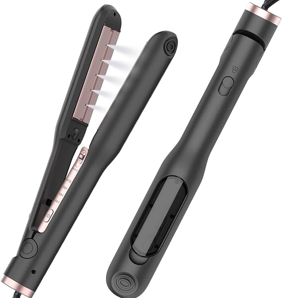 Steam Flat Iron and Culur - 1.25 Inch Hair Straightener for All Hair Types, Adjustable Temp 284F-410F, Fast Heat Up in 30 Sec (Black)