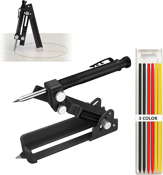 Scriber marker tool with grease marker,Multi-function Scribing Tool,DIY Woodworking Scribe Gauge Scriber Line Maker Measuring Tool,with 6pcs Pencils