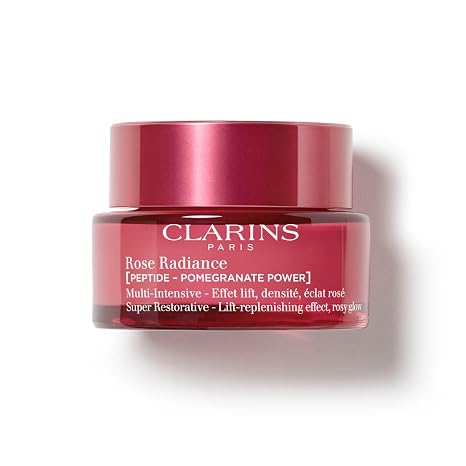 Clarins Super Restorative Rose Radiance Face Moisturizer | 2-in-1 Anti Aging + Radiance Boosting Day Cream for Mature Skin | Contains Radiance Peptides for a Rosy Glow| All Skin Types | 1.7 Ounces