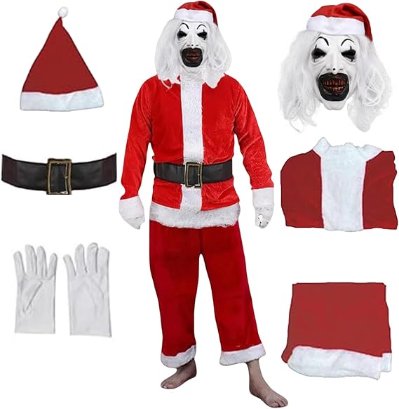 Buyoem Clown Costume Cosplay Halloween The Killer Clown Christmas Costume Cosplay Mask Full Set