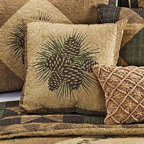 BLACK FOREST DECOR Pinecone Grove Pillow, Polyester, Decorative Accent Pillow, 18" W x 18" L