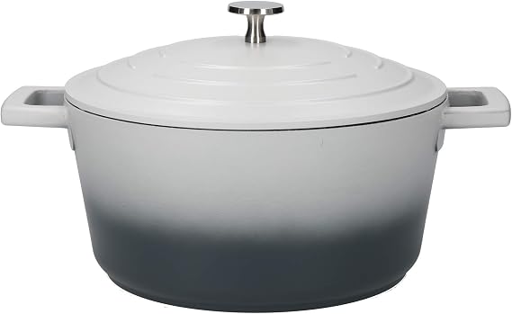 MasterClass Medium Casserole Dish with Lid, Lightweight Cast Aluminium, Induction Hob and Oven Safe, Grey Ombre, 4 Litre/24 cm