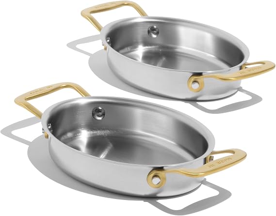 Made In Cookware - 2-Piece Stainless Steel Oval Gratin Dishes (Antique Brass) - High-Grade 18/10 Stainless Steel - Oven Safe up to 750F